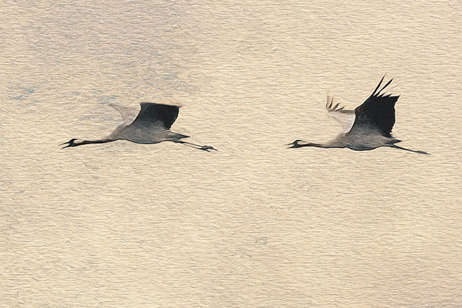 Wandbild Fliegende Kraniche