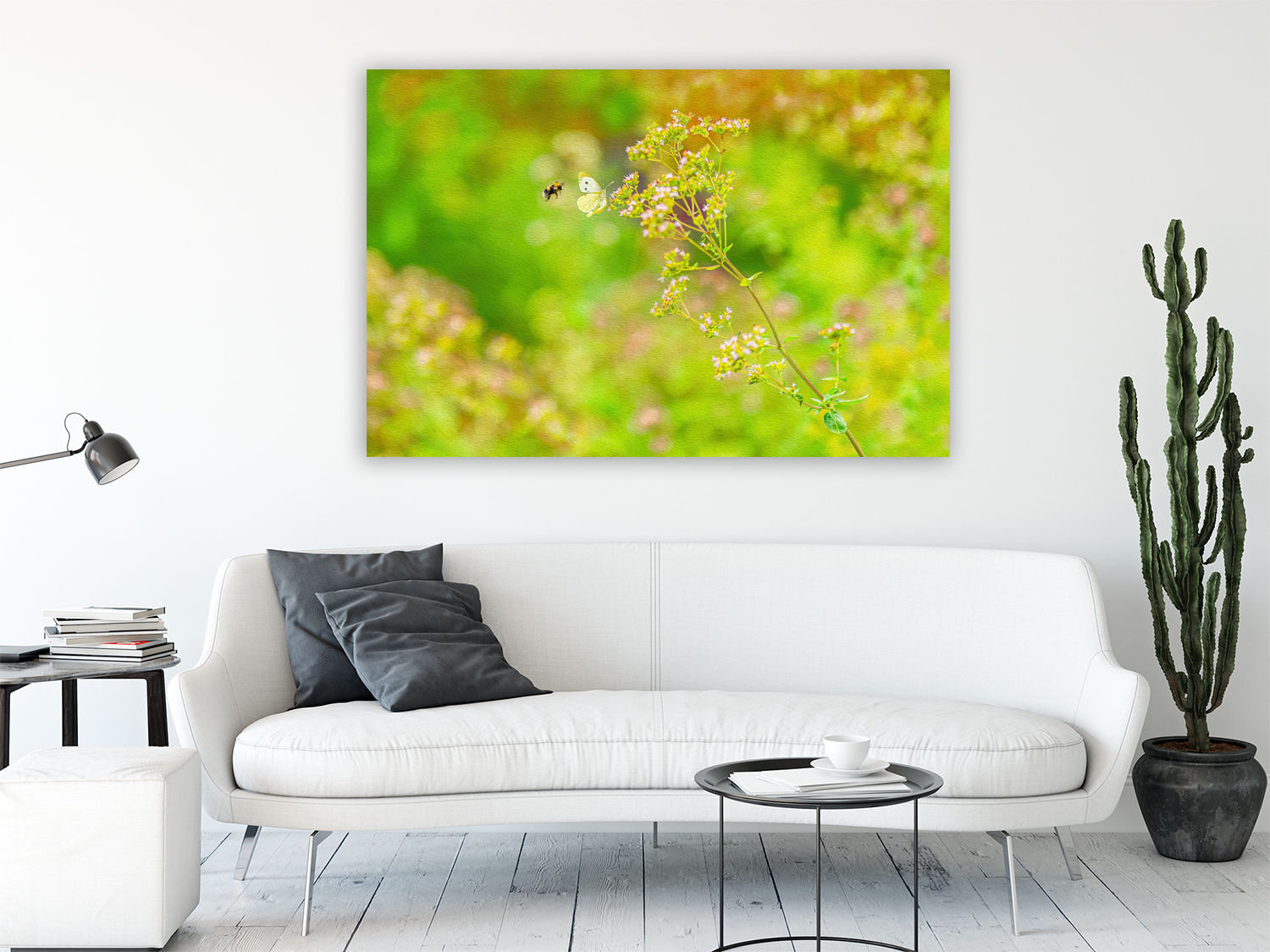 Wandbild Hummel und Schmetterling