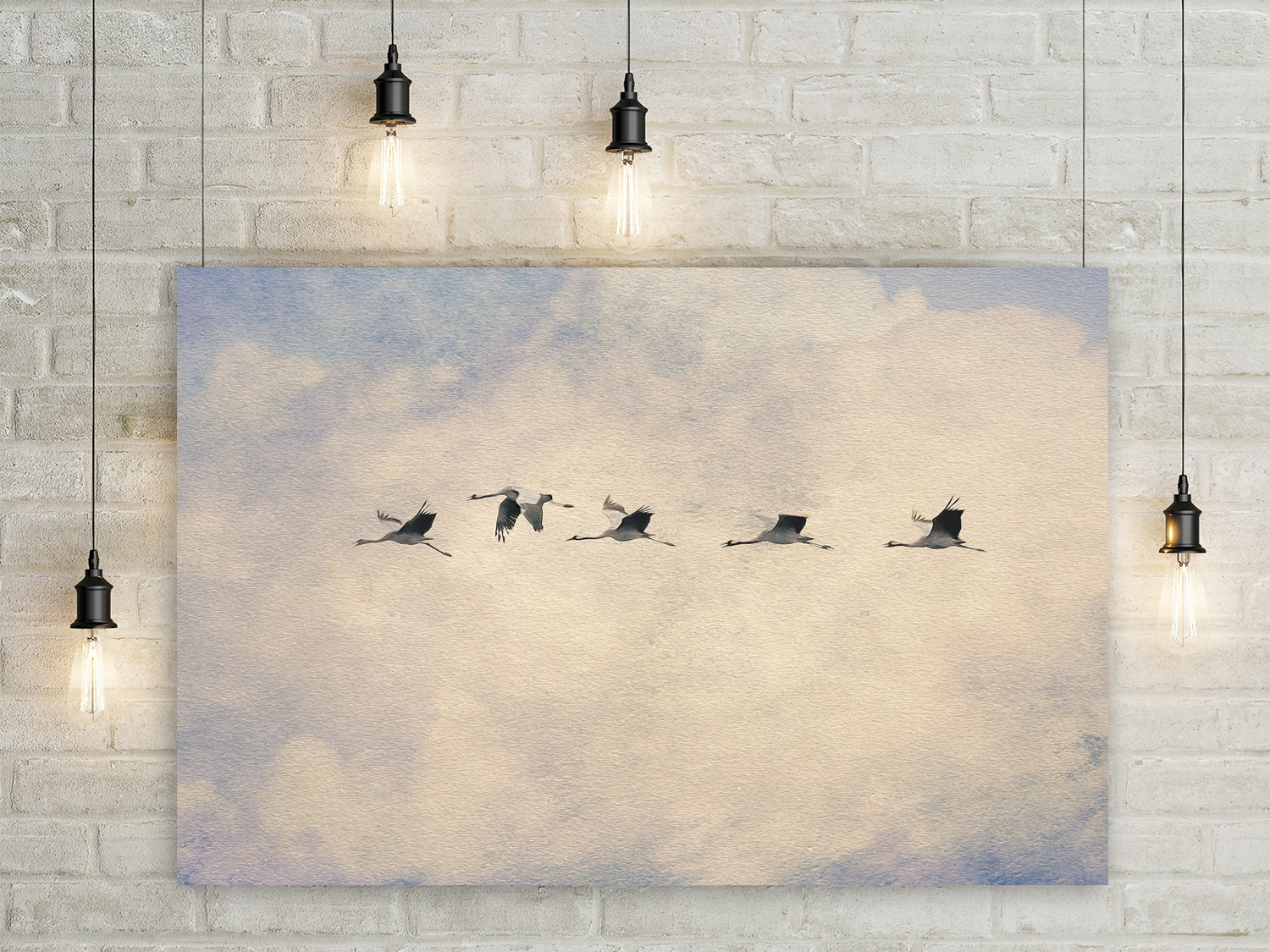 Wandbild Fliegende Kraniche